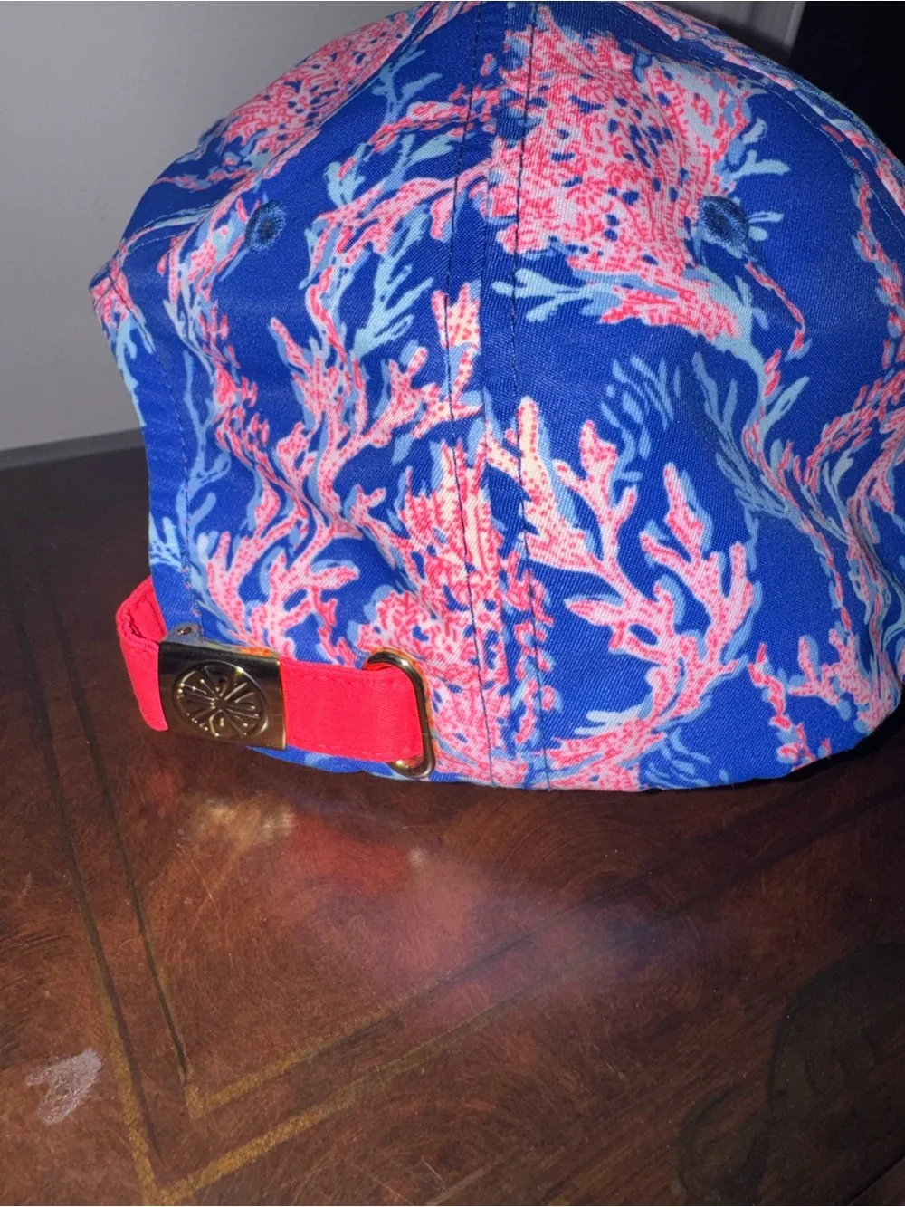 New Lilly Pulitzer Run Around Borealis Blue Coral Swim On Over Baseball Cap - Picture 3 of 7